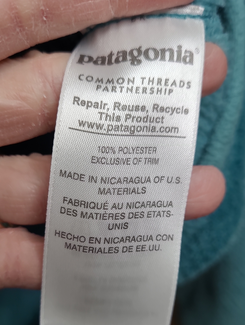 Patagonia Teal Fleece Pullover with Kangaroo Pocket size XL - Picture 6 of 8